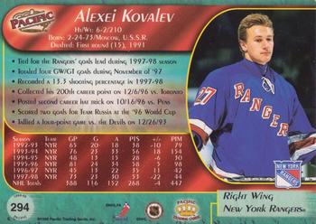 1998-99 Pacific #294 Alexei Kovalev Back