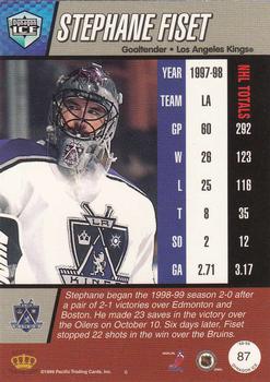 1998-99 Pacific Dynagon Ice #87 Stephane Fiset Back