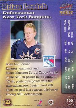 1998-99 Pacific Paramount #155 Brian Leetch Back