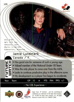 1998-99 SP Authentic #126 Jamie Lundmark Back