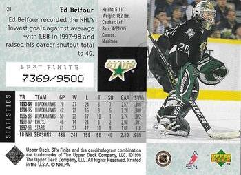 1998-99 SPx Finite #29 Ed Belfour Back