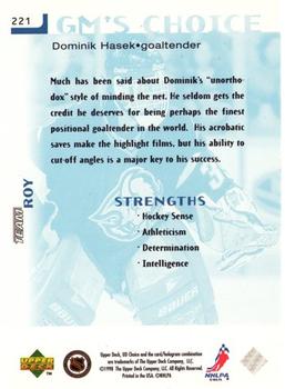 1998-99 UD Choice #221 Dominik Hasek Back