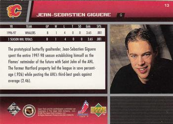1998-99 Upper Deck #13 Jean-Sebastien Giguere Back