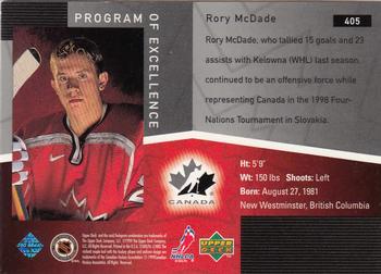 1998-99 Upper Deck #405 Rory McDade Back