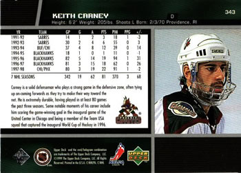 1998-99 Upper Deck #343 Keith Carney Back