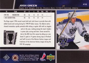 1998-99 Upper Deck #418 Josh Green Back