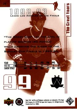 1999 Upper Deck Wayne Gretzky Living Legend #24 Wayne Gretzky (1992-93) Back