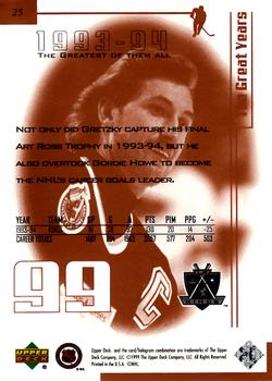1999 Upper Deck Wayne Gretzky Living Legend #25 Wayne Gretzky (1993-94) Back