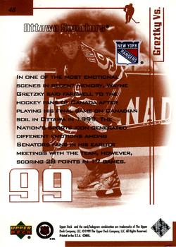 1999 Upper Deck Wayne Gretzky Living Legend #48 Wayne Gretzky (vs Ottawa) Back