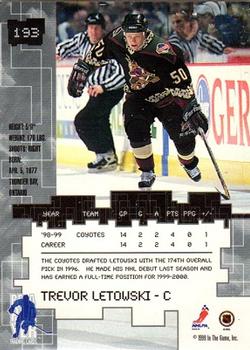 1999-00 Be a Player Millennium Signature Series #193 Trevor Letowski Back