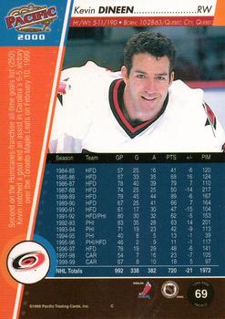 1999-00 Pacific #69 Kevin Dineen Back
