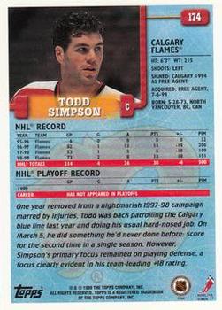 1999-00 Topps #174 Todd Simpson Back