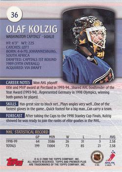 1999-00 Topps Premier Plus #36 Olaf Kolzig Back