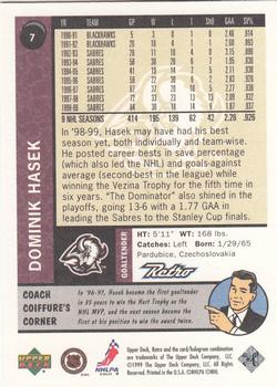 1999-00 Upper Deck Retro #7 Dominik Hasek Back