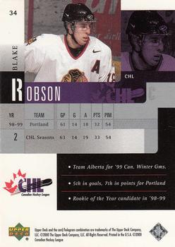 1999-00 Upper Deck Prospects #34 Blake Robson Back