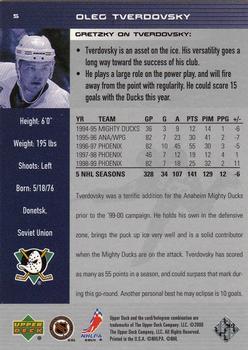 1999-00 Upper Deck Wayne Gretzky #5 Oleg Tverdovsky Back