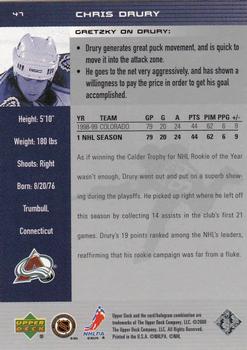 1999-00 Upper Deck Wayne Gretzky #47 Chris Drury Back