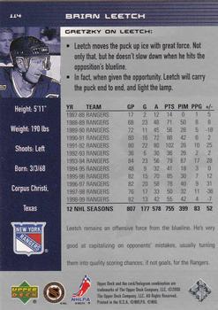 1999-00 Upper Deck Wayne Gretzky #114 Brian Leetch Back