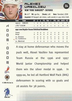 2000-01 Be a Player Memorabilia #304 Alexei Vasilyev Back