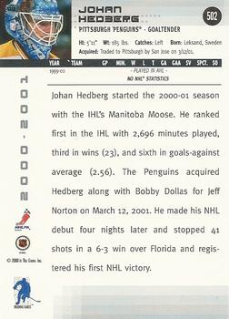 2000-01 Be a Player Memorabilia #502 Johan Hedberg Back