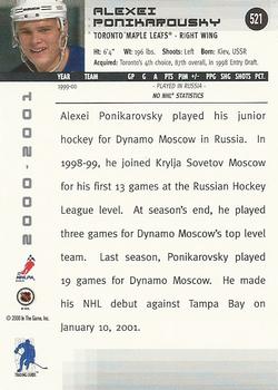 2000-01 Be a Player Memorabilia #521 Alexei Ponikarovsky Back
