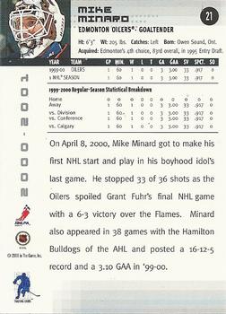 2000-01 Be a Player Memorabilia #21 Mike Minard Back