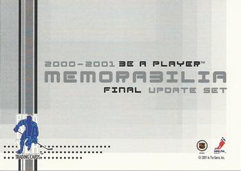 2000-01 Be a Player Memorabilia #NNO Final Update Header Front
