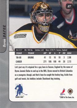 2000-01 Be a Player Signature Series #87 Byron Dafoe Back