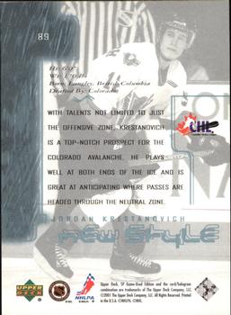 2000-01 SP Game Used #89 Jordan Krestanovich Back