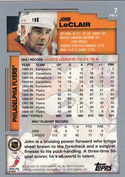 2000-01 Topps #7 John LeClair Back