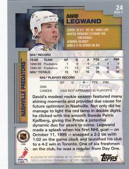 2000-01 Topps #24 David Legwand Back