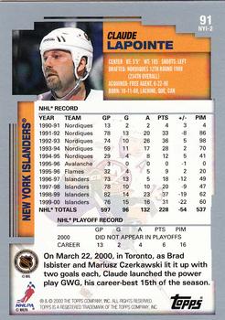 2000-01 Topps #91 Claude Lapointe Back