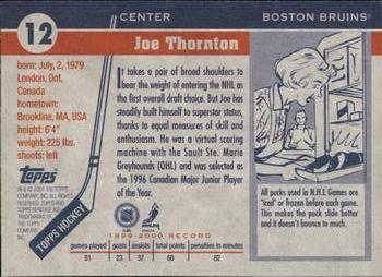 2000-01 Topps Heritage #12 Joe Thornton Back