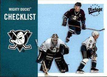 2000-01 Upper Deck Vintage #11 Mighty Ducks Checklist Front