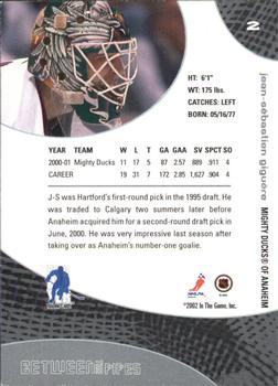 2001-02 Be a Player Between the Pipes #2 Jean-Sebastien Giguere Back