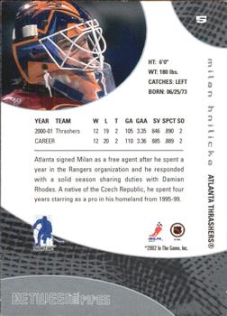 2001-02 Be a Player Between the Pipes #5 Milan Hnilicka Back