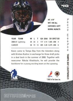 2001-02 Be a Player Between the Pipes #40 Kevin Weekes Back