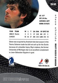 2001-02 Be a Player Between the Pipes #52 Steve Shields Back