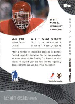 2001-02 Be a Player Between the Pipes #56 Dominik Hasek Back