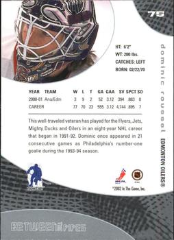 2001-02 Be a Player Between the Pipes #75 Dominic Roussel Back