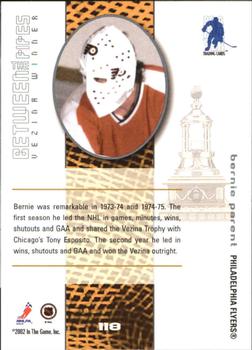 2001-02 Be a Player Between the Pipes #118 Bernie Parent Back