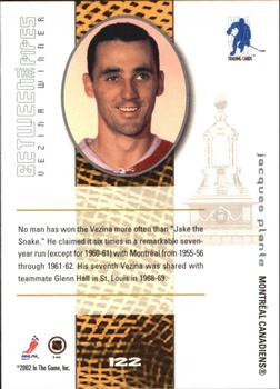 2001-02 Be a Player Between the Pipes #122 Jacques Plante Back