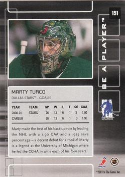 2001-02 Be a Player Memorabilia #151 Marty Turco Back