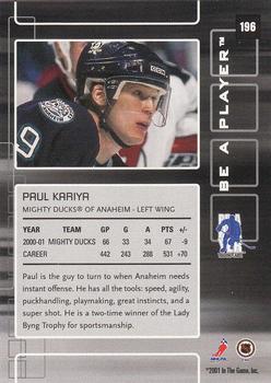 2001-02 Be a Player Memorabilia #196 Paul Kariya Back