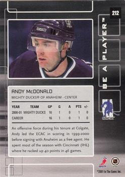2001-02 Be a Player Memorabilia #212 Andy McDonald Back