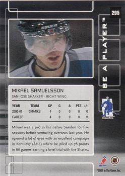 2001-02 Be a Player Memorabilia #295 Mikael Samuelsson Back