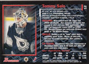 2001-02 Bowman YoungStars #12 Tommy Salo Back