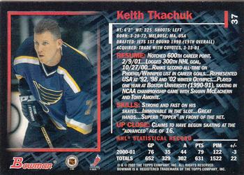 2001-02 Bowman YoungStars #37 Keith Tkachuk Back