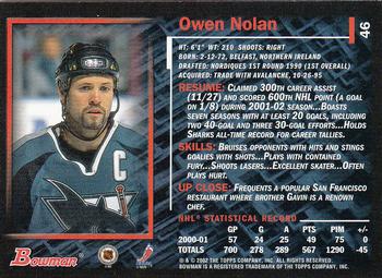 2001-02 Bowman YoungStars #46 Owen Nolan Back