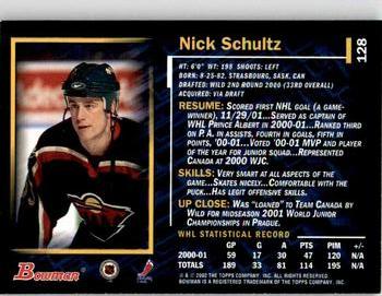 2001-02 Bowman YoungStars #128 Nick Schultz Back